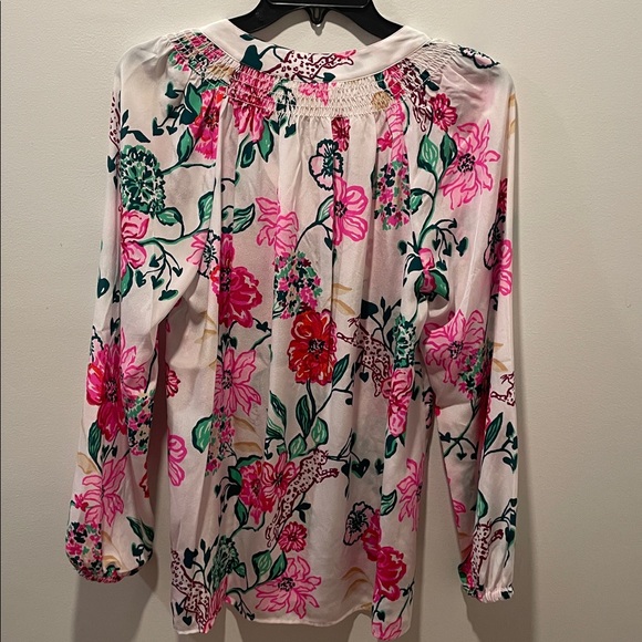Lilly Pulitzer Coconut Safari Sanctuary Silk Blouse Top, NWT - Picture 10 of 12